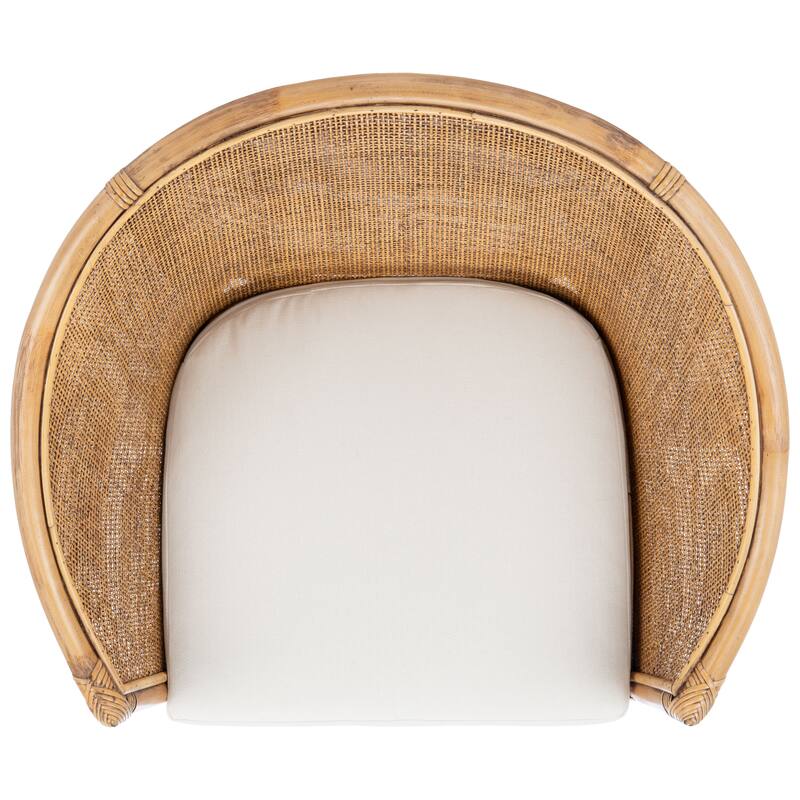 SAFAVIEH Adline Rattan Honey Brown Accent Chair with Cushion - 29.9" W x 25.6" L x 31.5" H - 30Wx26Dx32H