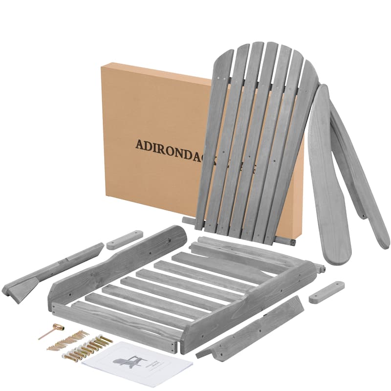 Set of 2 Wooden Outdoor Folding Adirondack Chair