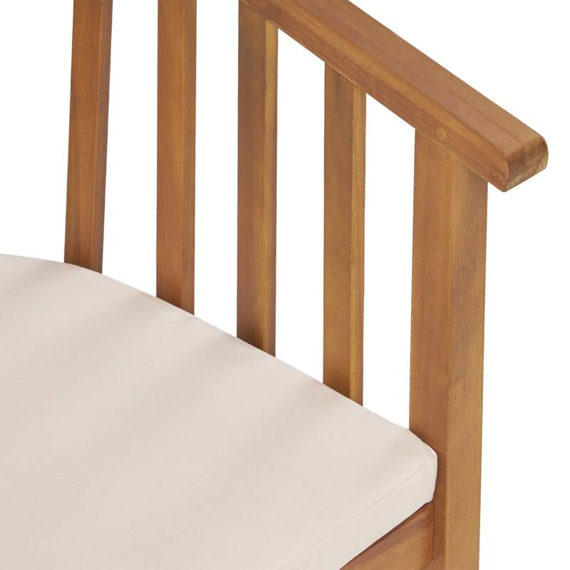 Christopher Knight Home - 7-Piece Outdoor Acacia Dining Set with Curved Back Armchairs, Slat Table & Water-Resistant Cushion