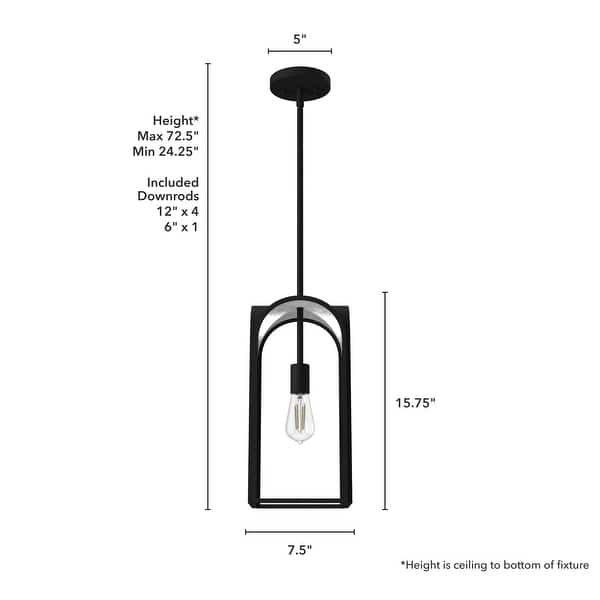 dimension image slide 0 of 2, Hunter Dukestown 1-Light Mini Pendant - Kitchen Island, Dining Room - Industrial, Contemporary, Transitional