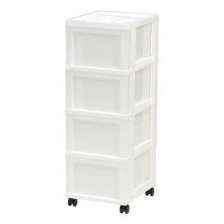 4-Drawer Cart with Organizer Top White/Pearl