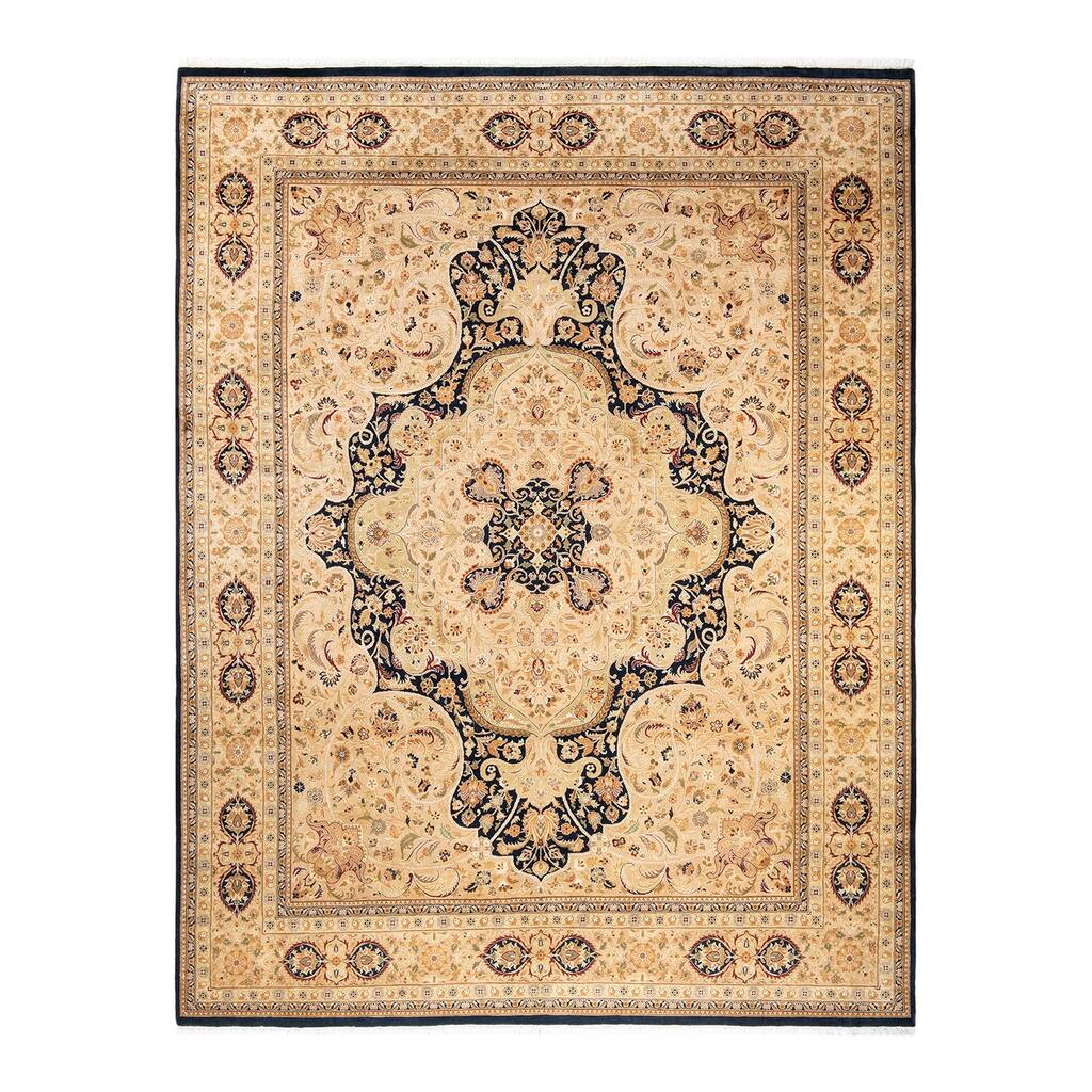 Overton Hand Knotted Wool Vintage Inspired Traditional Mogul Yellow Area Rug - 8' 1" x 10' 7"
