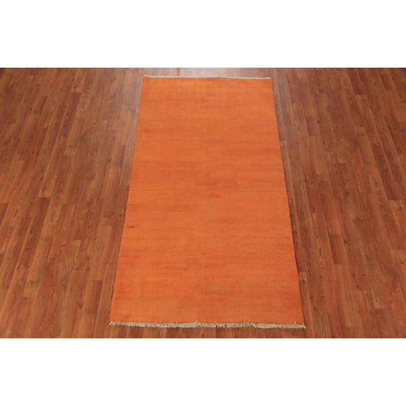 Orange Gabbeh Oriental Modern Rug Handmade Wool Carpet - 3'4" x 6'5"