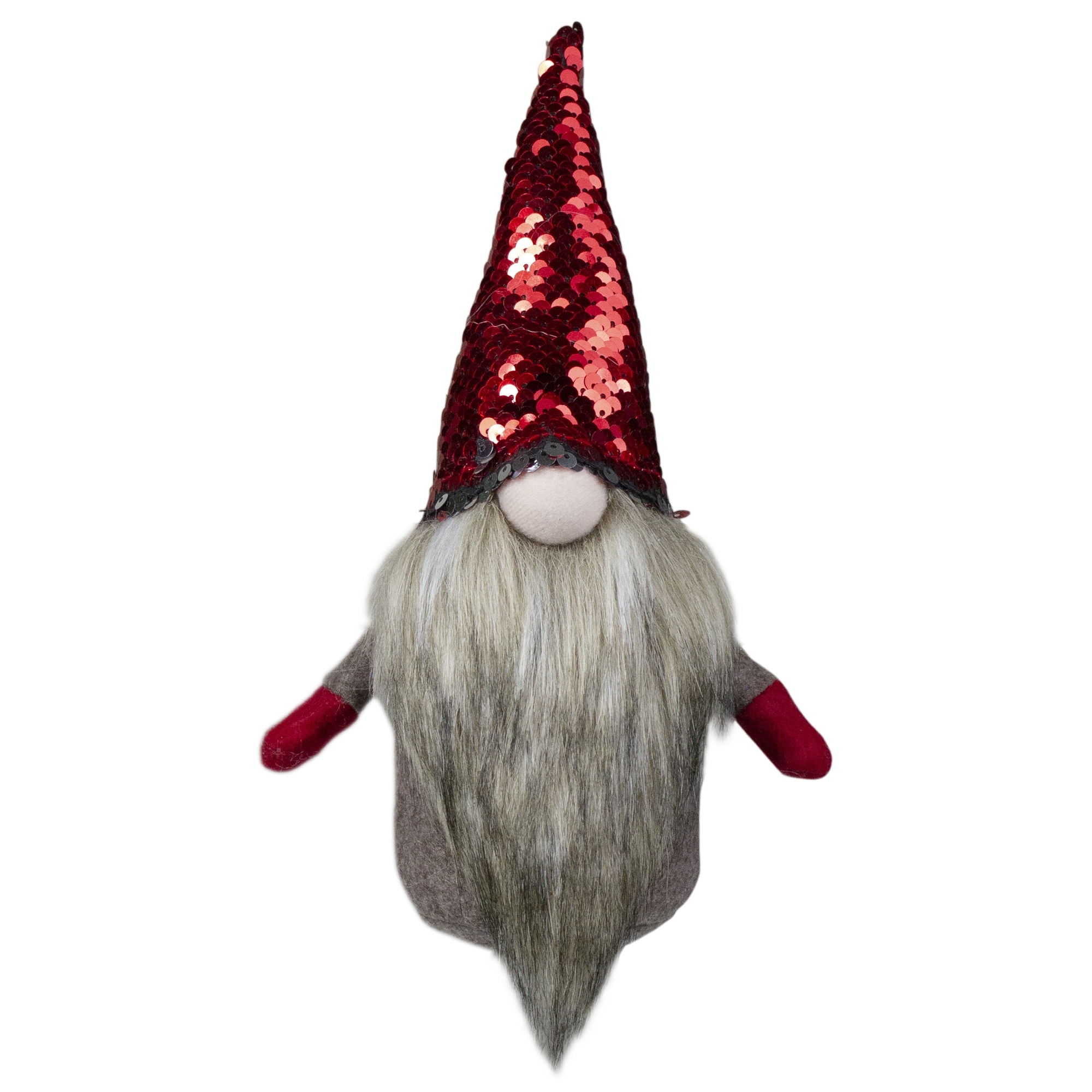 9"Beige and Shiny Red Elf Tabletop Christmas Decoration - 9"