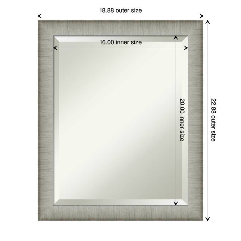 Beveled Wall Mirror - Elegant Brushed Bronze Narrow Frame - 19 x 23-inch - Elegant Brushed Pewter Narrow