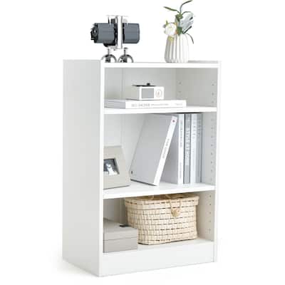 Engineered Wood 3-Tier Bookcase with Adjustable Shelves