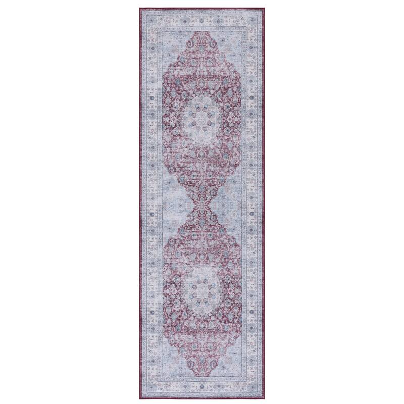 SAFAVIEH Tucson Machine Washable Slip Resistant Izora Traditional Rug - 2'6" x 8' Runner - Rust/Beige