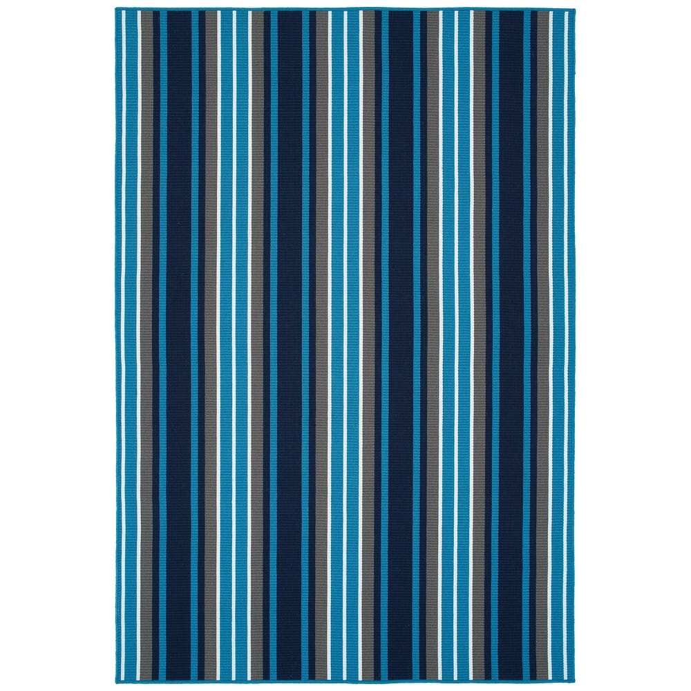 Voavah Blue Hand-Made Flatweave Indoor/Outdoor Area Rug
