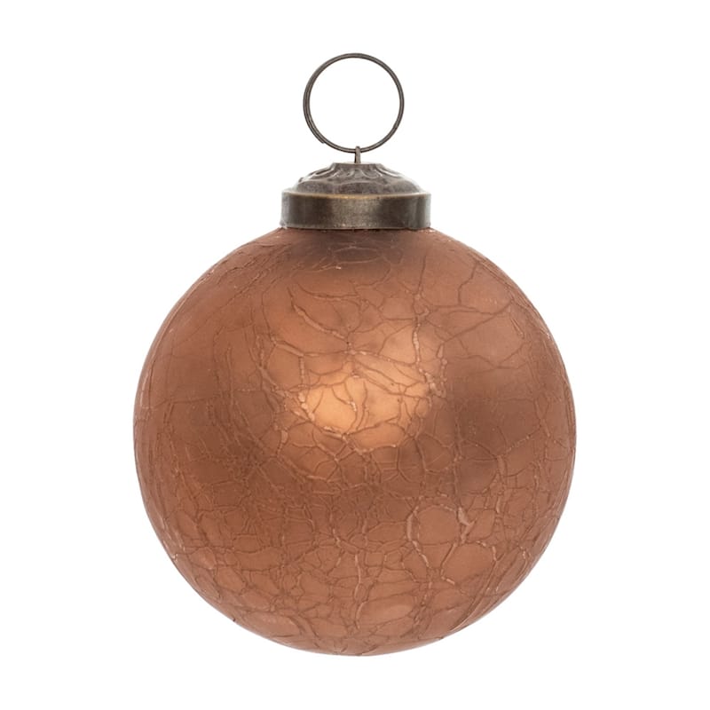 Shiny Finish Glass Christmas Ball Ornaments - 4" (100mm) - Bronze Tone - 6ct