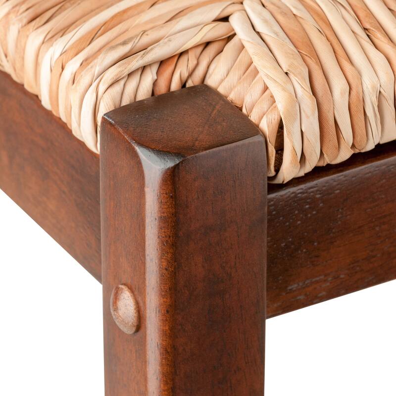 2-Pc Rush Seat Bar Stool Set, Walnut - 13.92 W x 13.92 D x 29.2 H inches