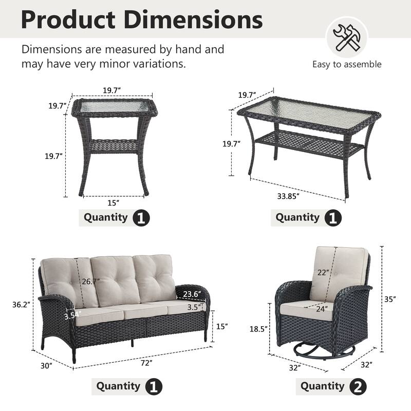 Gymojoy Outdoor Wicker Patio Furniture Sofa Set - Luxurious Comfort, Weather-Resistant