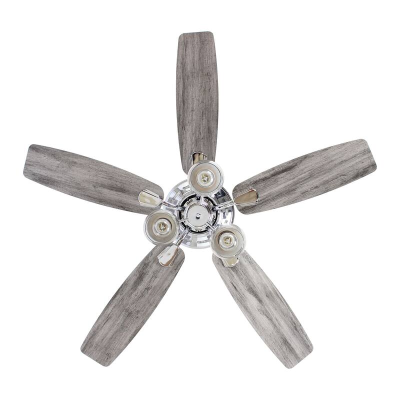 52 in. Indoor Chrome Downrod Mount Chandelier Ceiling Fan With Light and Remote Control