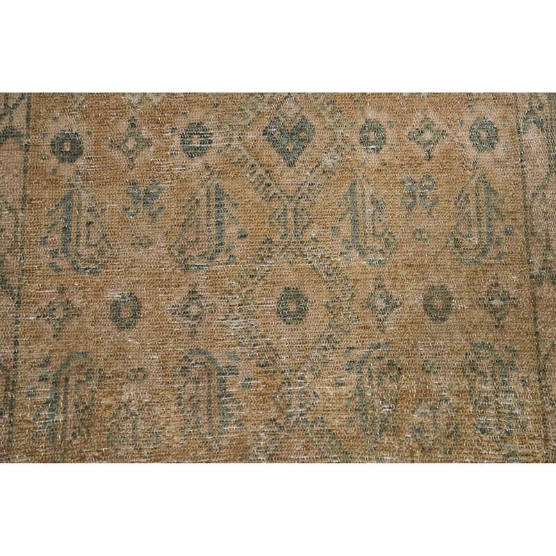 Hand Knotted Oriental 100% Wool Carpet Traditional Floral Brown Bibikabad Runner Rug - 12' 11'' X 3' 0''