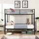 preview thumbnail 12 of 13, Black Twin over Twin Metal Bunk Bed, Metal Structure Bedframe with Safety Guardrails and 2 ladders, Convertible Bunkbeds