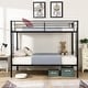 preview thumbnail 12 of 13, Elegant Twin Over Twin Bunk Bed, Metal Structure Bedframe with Safety Guardrails, 2 ladders and Space Saving Design, Black