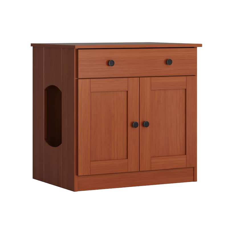 Palace Imports 100% Solid Wood Ziva 2-Door Cat Litter Box Enclosure with 2-Drawers