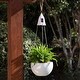 preview thumbnail 2 of 12, 30"H Solar Lighted Plastic Hanging Planter, Black/ White/ Tan by Glitzhome