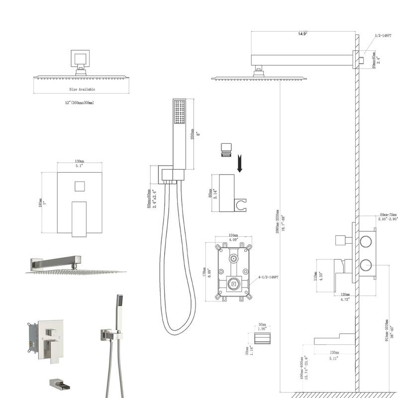 Minimalist Wall Mounted Dual Shower Head Shower Set