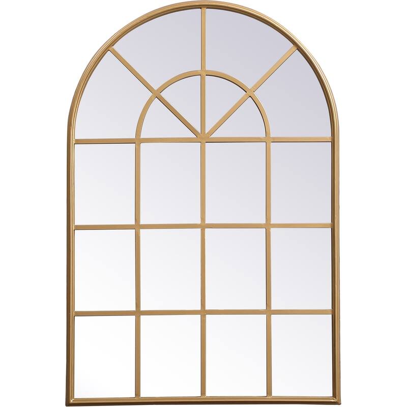 Elegant Lighting Motif 41-1/2" x 28" Arched Beveled Metal Framed - Brass