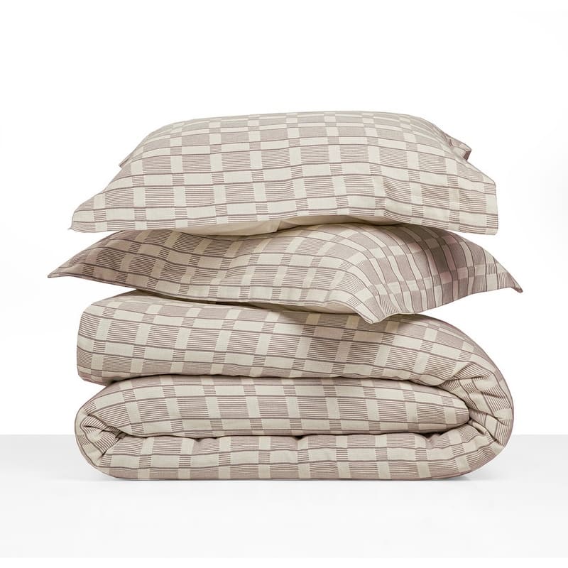 Farm to Home Reflection Cotton Duvet Cover Set 3 Piece Yarn-Dyed Weave - Pearl Clay - Full - Queen