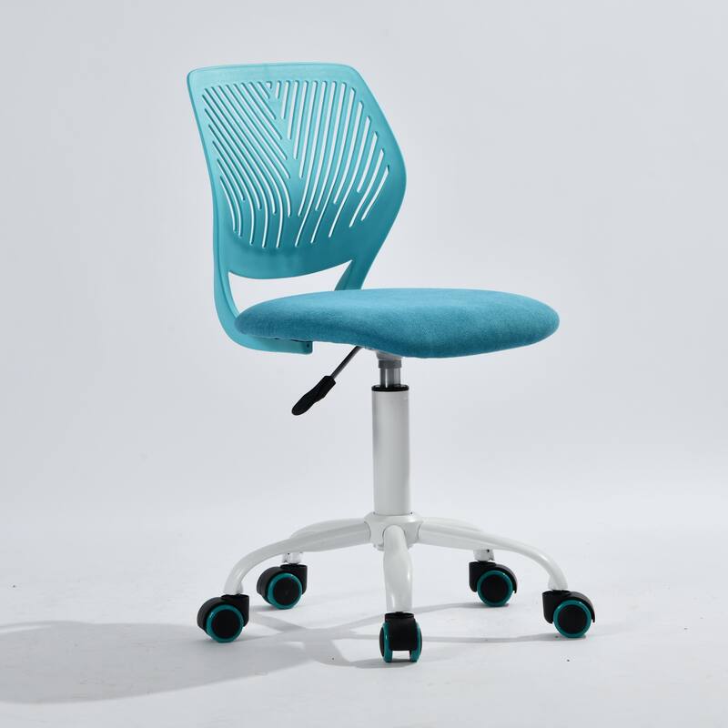 Writing Task Chair 360 Swivel,Low Mid PP Mesh Back Fabric Seat, Height Adjustable - Cyan