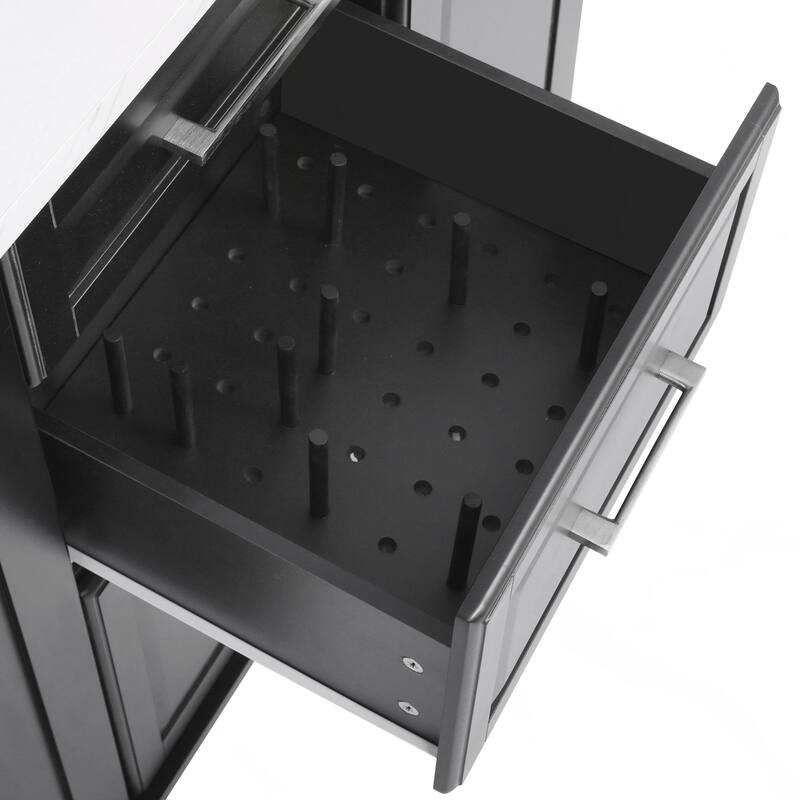 Kitchen Island with Storage Tilt Trash Can Cabinet and Pull Out Cabinet Organizer