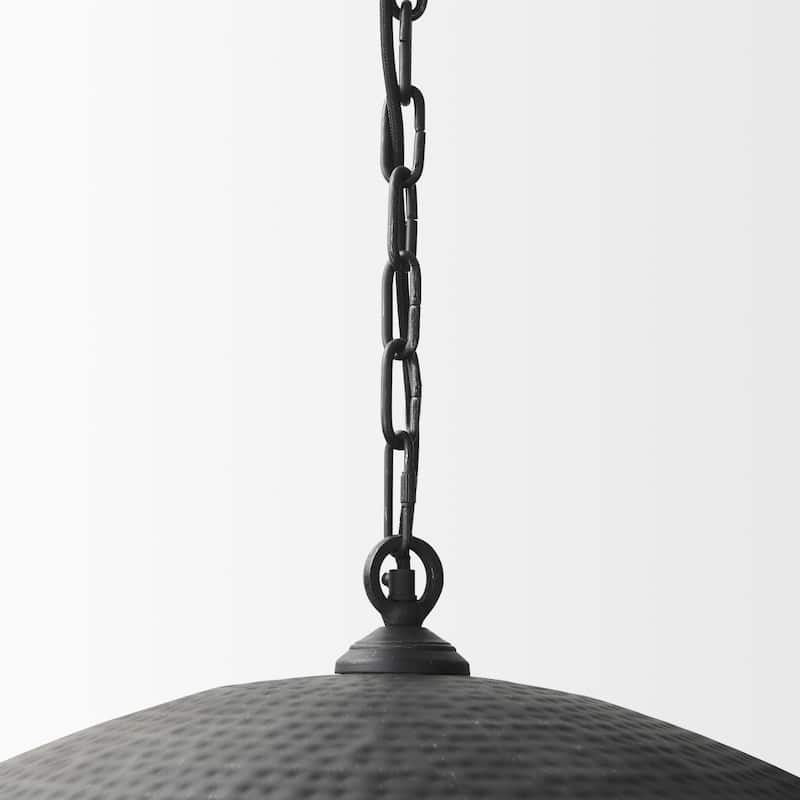 Karina Matte Black and Gold Hammered Metal Dome Pendant Light