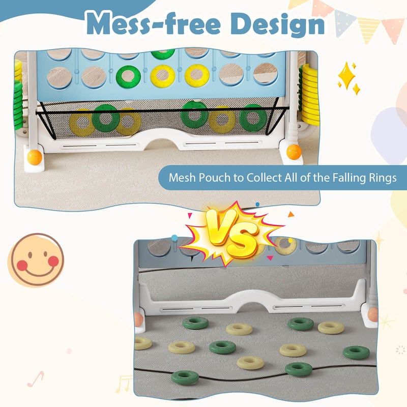 Costway Giant 4-in-a-Row Game Set with Ring-toss, Basketball Hoop, - See Details