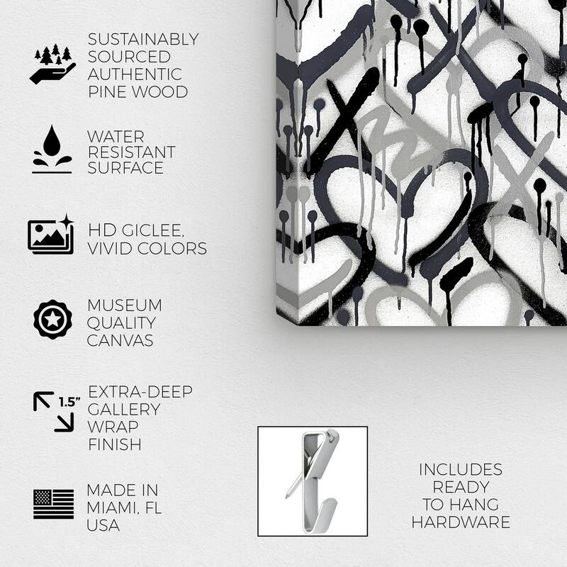 Wynwood Studio Abstract Corey Paige - Hearts Grays with Blue Accent Black and Modern & Contemporary Wall Art Canvas Print