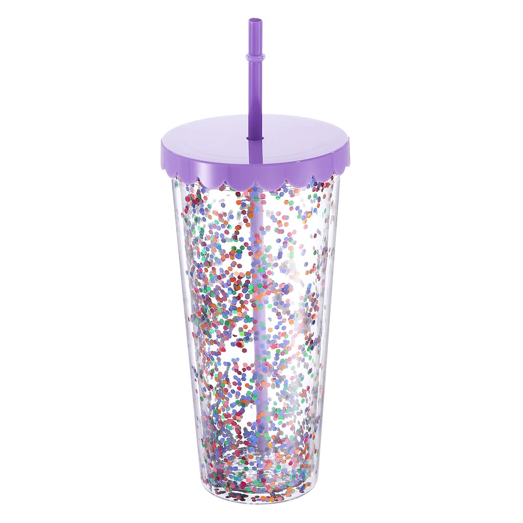 Acrylic Tumbler with Lid and Straw, 24 Oz Reusable Double Wall Cups