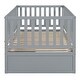 preview thumbnail 99 of 118, Roomfitters Twin Size Wood Daybed with Fence Guardrails, 2 Storage Drawers, Convertible Floor Bed, and Built-In Shelving