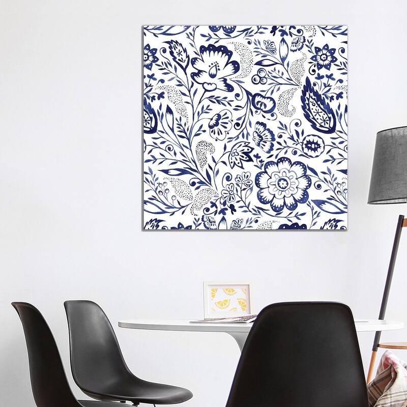 iCanvas "Folk Floral Indigo" by Jacqueline Maldonado Canvas Print - 37x37x1.5