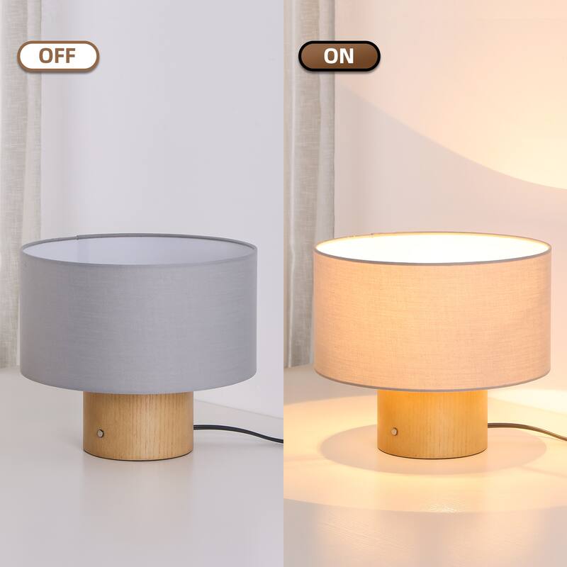 10 in. Modern Small Table Lamp with Corduroy Shade and Touch Switch for Kid Room, Living Room