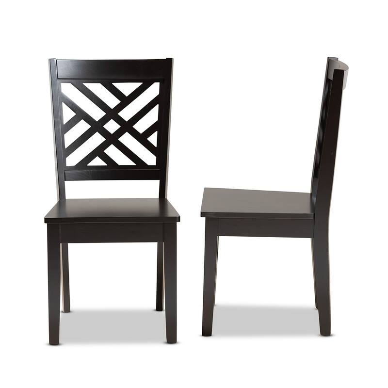Modern Dark Brown Dining Chair Set - 2 Piece Wood Cross Back Chairs - Transitional Style Seating - 37.4