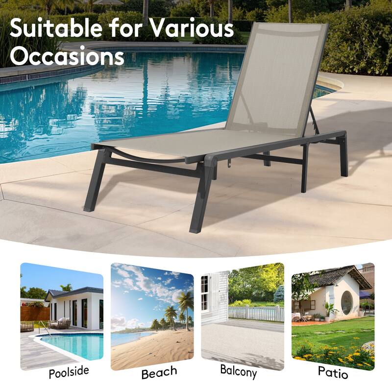 5-Position Reclining Folding Lounge Chair – Adjustable Backrest & Portable Relaxation