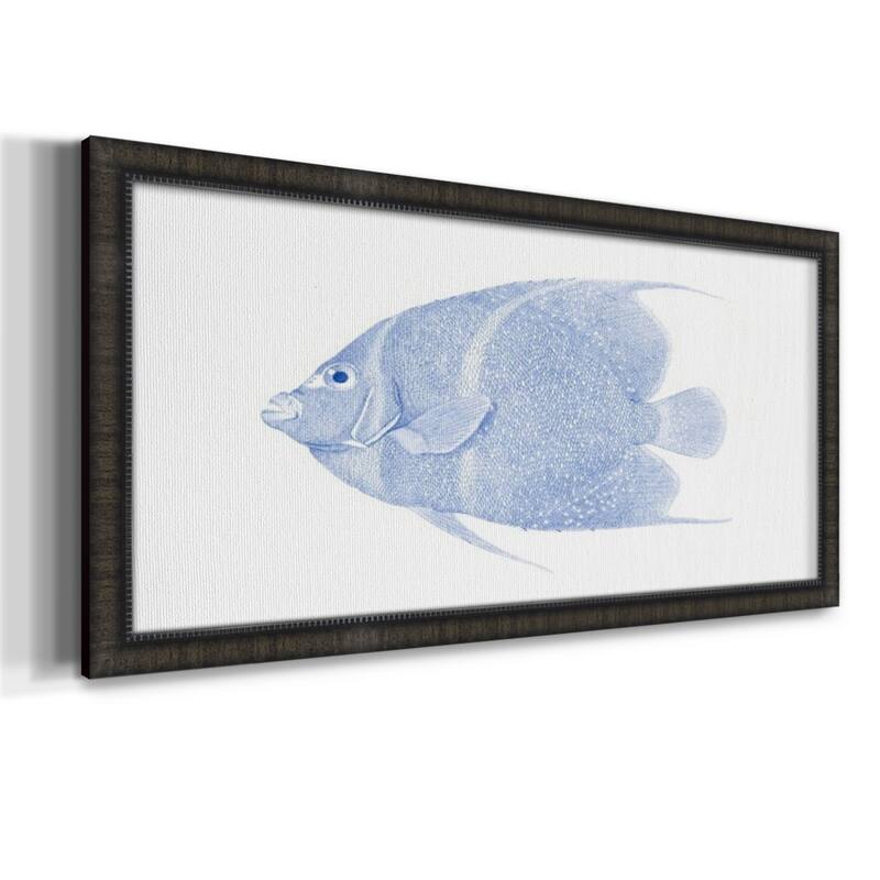 Blue & White Tropical Fish V Premium Framed Canvas- Ready to Hang