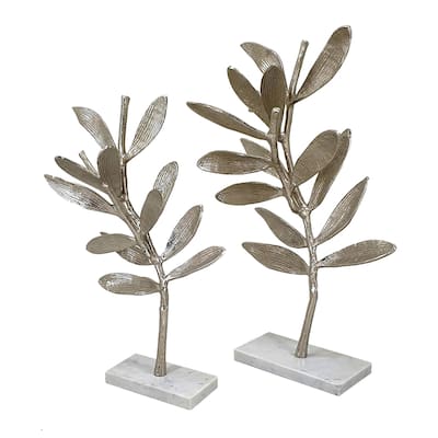 Olive Branch Statuaries - 28" - Silver and White - Set of 2