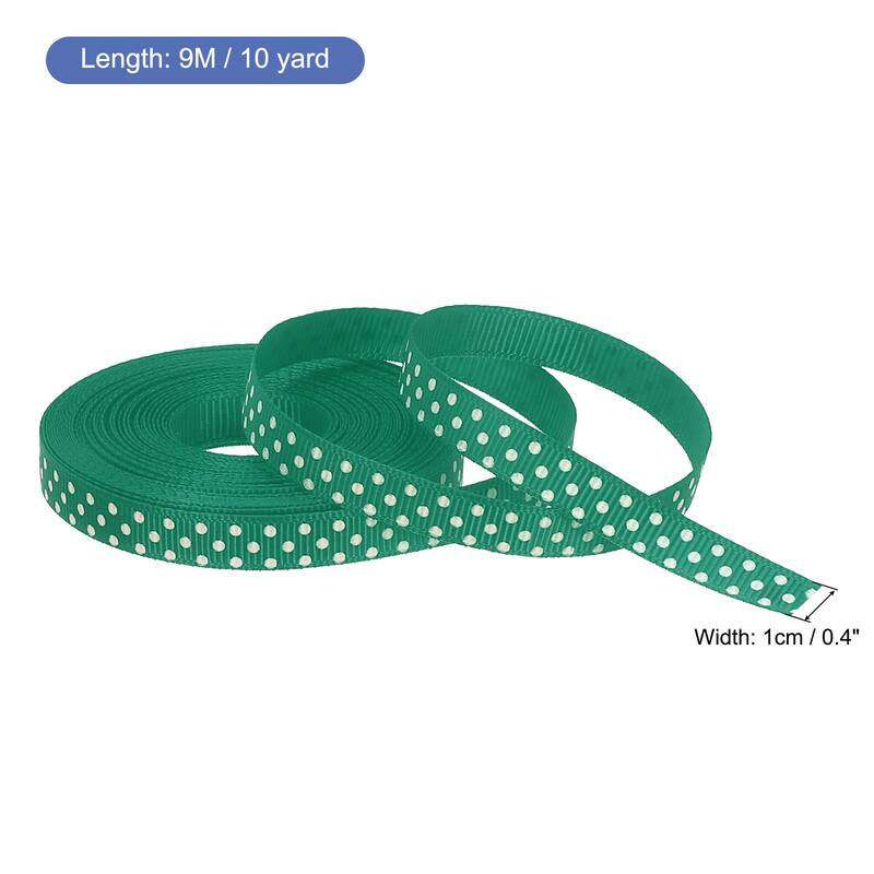 Grosgrain Ribbons with Dots Ribbon Bow Decoration - Pale Green - 10 Yards 3/8 Inch