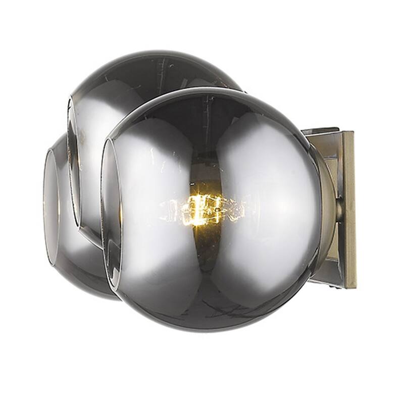 Modern Brass Flush Mount Wall 3-Light with Smoke Glass Shades and Dimmable E26 Fixture Damp Rated Indoor Use