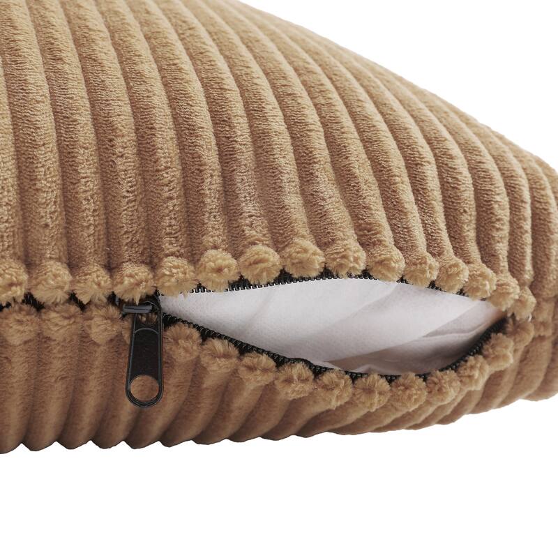 Set of 2 Modern Square Corduroy Accent Throw Pillow