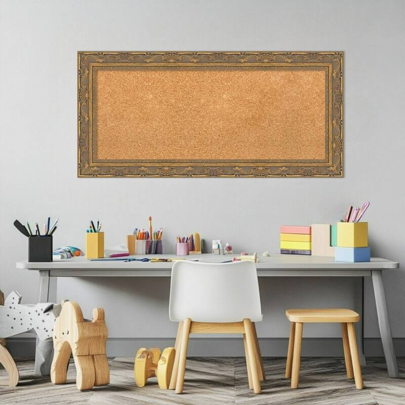 Filigree Gold Framed Cork Board - Bulletin Board, Organization Board, Pin Board