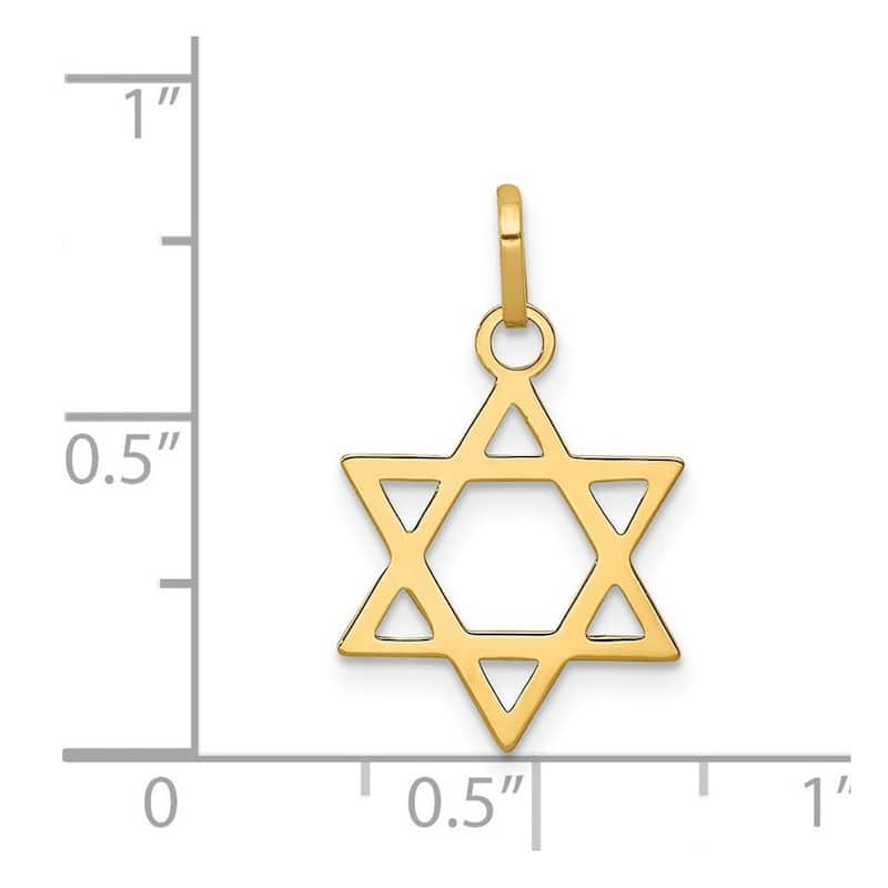 Curata 14k Yellow Gold 18" Solid Polished Star of David Pendant Necklace - 14x13mm