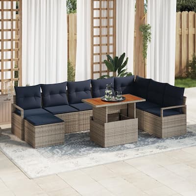 vidaXL 9 Piece Garden Sofa Set with Cushions - 113×69.7×27.2