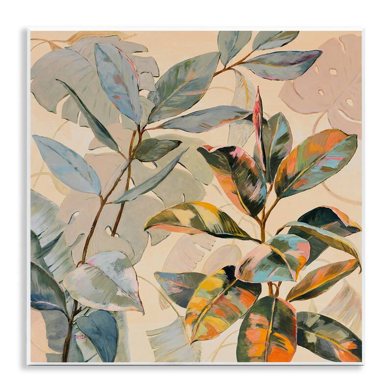 Stupell Tropical Leaves Warm Tones Wall Plaque Art Design By Dusza - 12 x 12