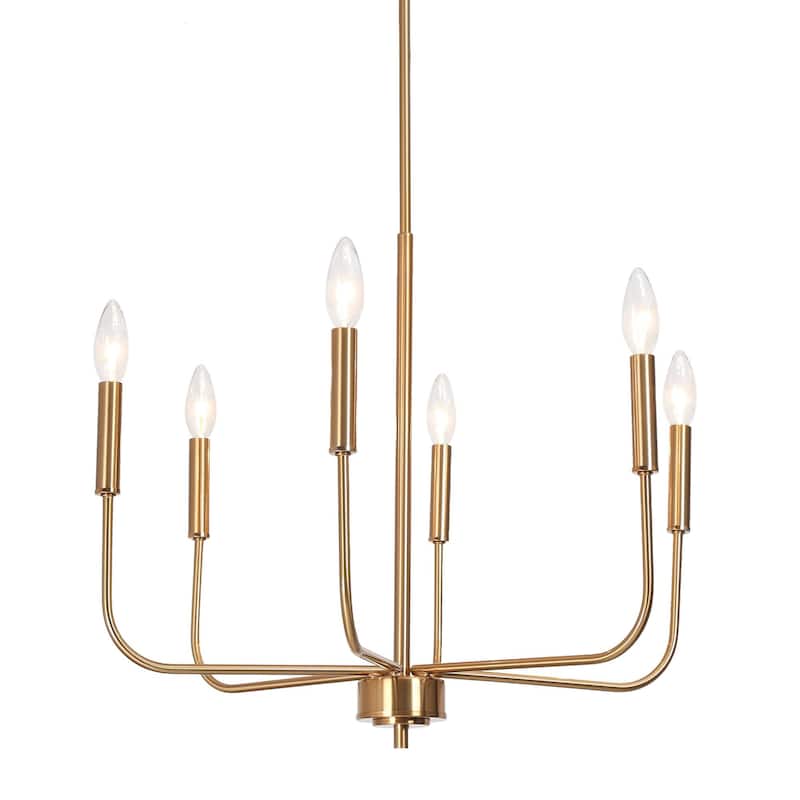 Modern Glam 6-Light Classic Candle Chandelier Gold Franch Country Wheel Dining Room Lighting