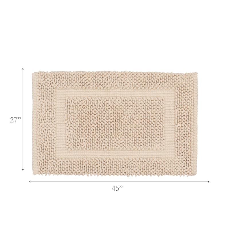 Sophie Border Ultra-plush Chenille Non-Slip Cotton Bath Mat