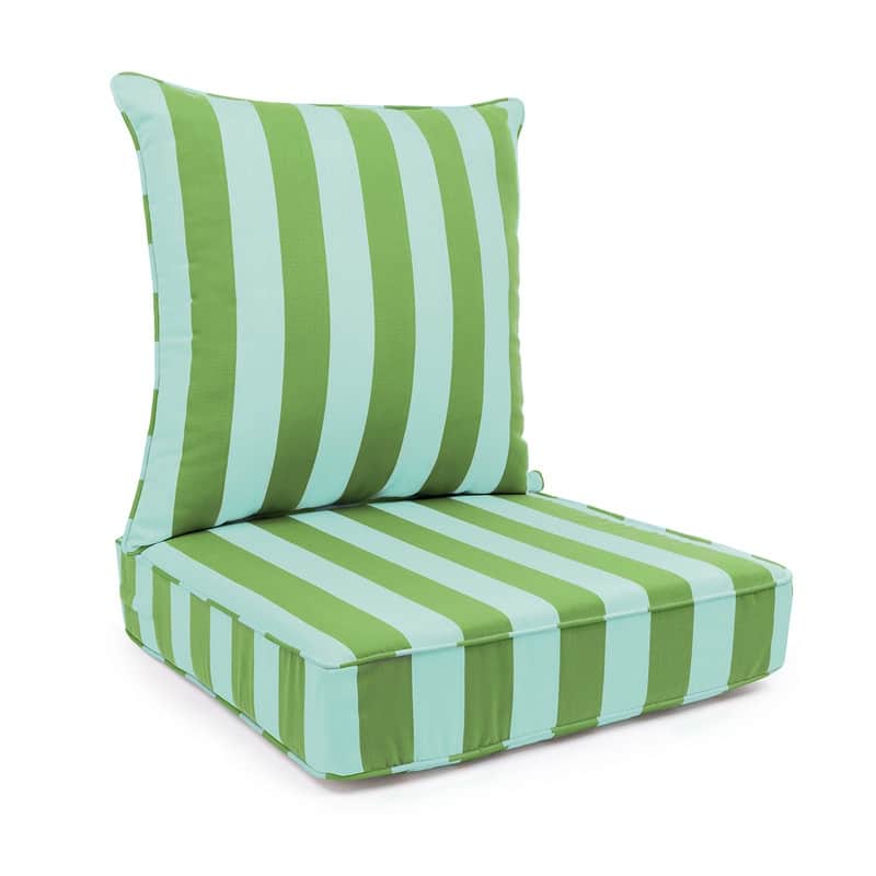 Sherry Kline Indoor/Outdoor Cabana Stripe Deep Seat Cushion (Seat & Back) - Green/Blue