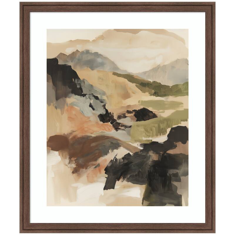 Kate and Laurel Framed Art Tonal Mountains II by Amy Lighthall - 22x26 - Brown