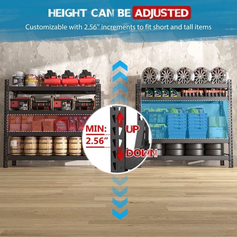 VEIKOUS Heavy Duty Metal Shelving Units, 2000 LBS Per Shelf Garage Storage Shelves with Adjustable Height