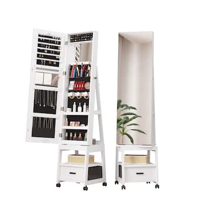 Jewelry Armoire, Floor Standing Locking with Full Length Mirror